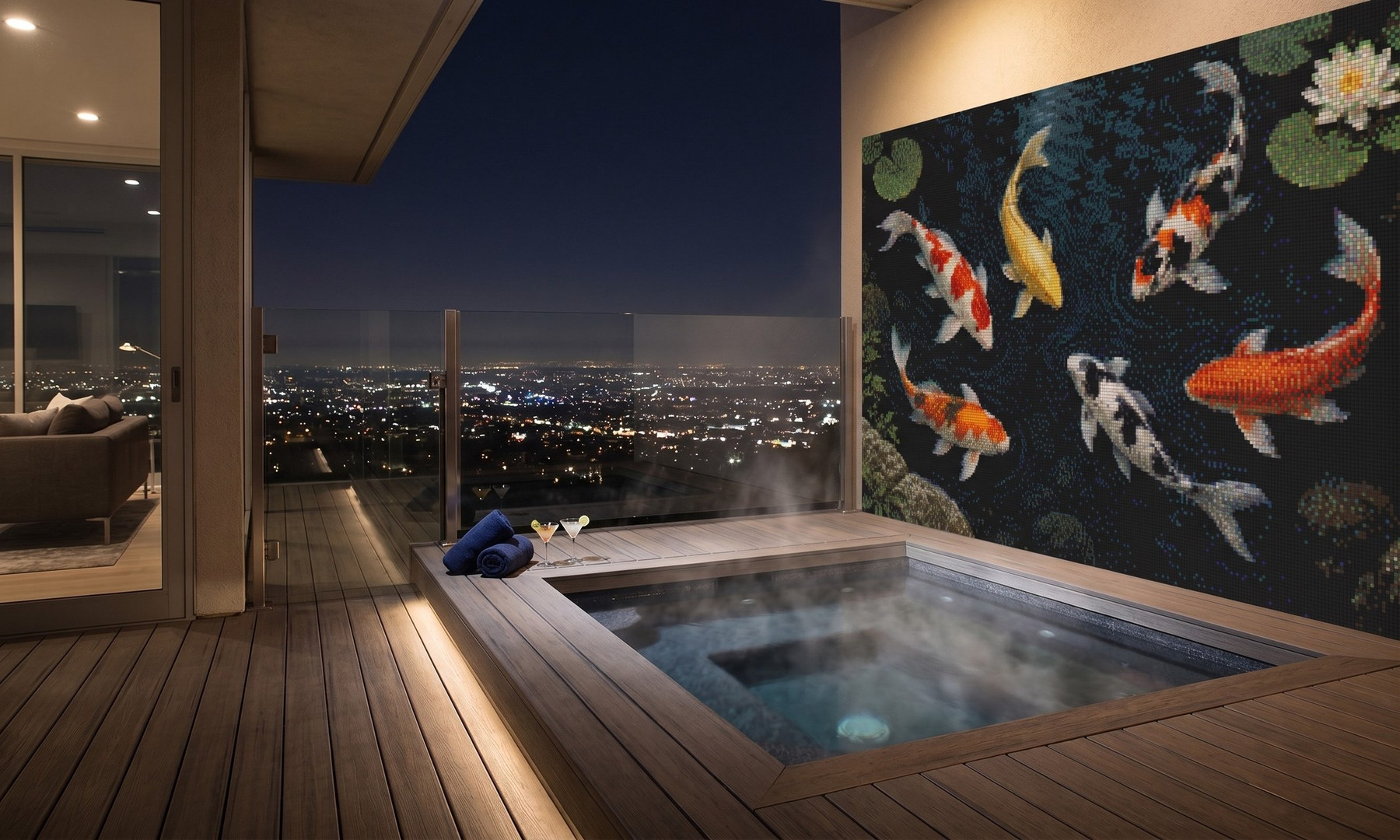 Koi picture mural design visualization